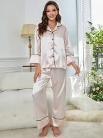 "Starry Mother-of-Pearl" Satin Pajama Set for Women