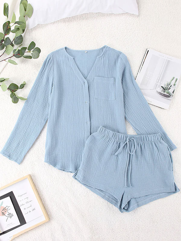 Pyjama Pour Femme à Manche Longue Bleu Ciel "Douceur de Brume" - Image 2