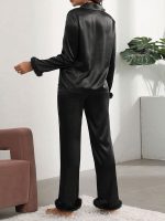 "Sweet Night" Black Satin Pajamas for Women