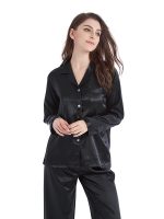 "Caresse de Satin" Women's Black Satin Pajamas