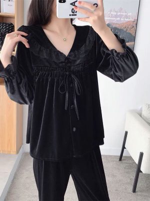 "Starry Lullaby" Black Velour Pajamas