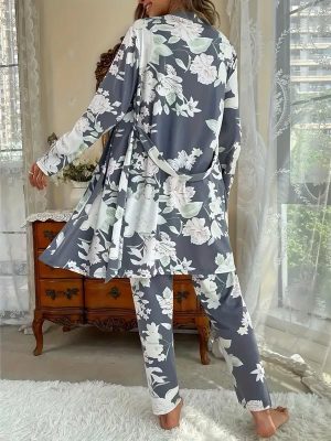 Women's 3-Piece "Magnolia Scent" Pajama Set