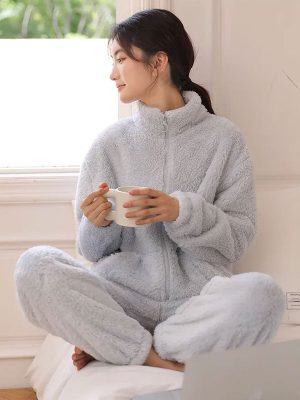 Women's Sky Blue Fleece Winter Pajamas "Polar Dream"