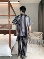 "Nighttime Serenity" Men's Striped Satin Pajamas