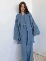 "Ocean Whisper" Blue Kimono Pajamas for Women