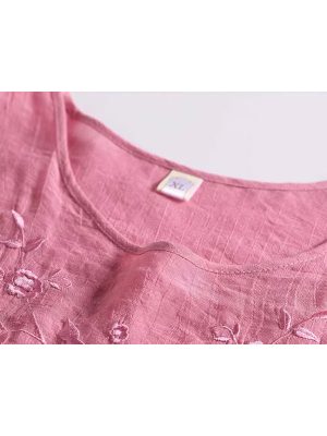 "Secret de Lys" Women's Pink Linen Pajamas