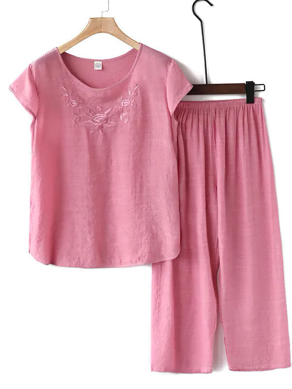 "Secret de Lys" Women's Pink Linen Pajamas - Image 2