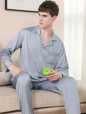Men's "Morning Refuge" Satin Long Pajamas