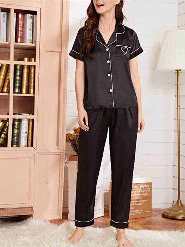 "Nighttime Tenderness" Satin Pajamas - Image 2