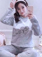 Women's Fleece Winter Pajamas – "Cozy Fleece" Heart Print