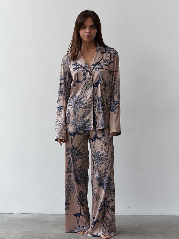 "Douceur de Lys" Women's 2-Piece Satin Pajamas - Image 2