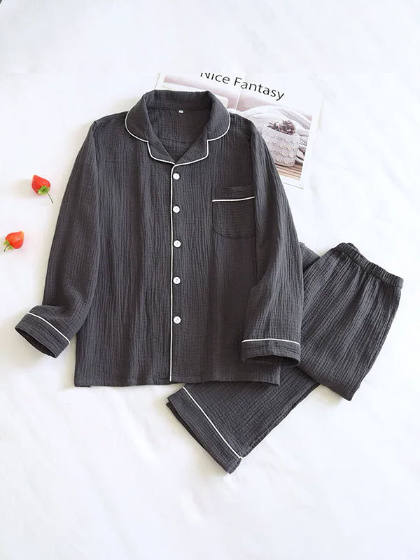 "Morning Mist" Charcoal Grey Cotton Men's Pyjamas - Image 2
