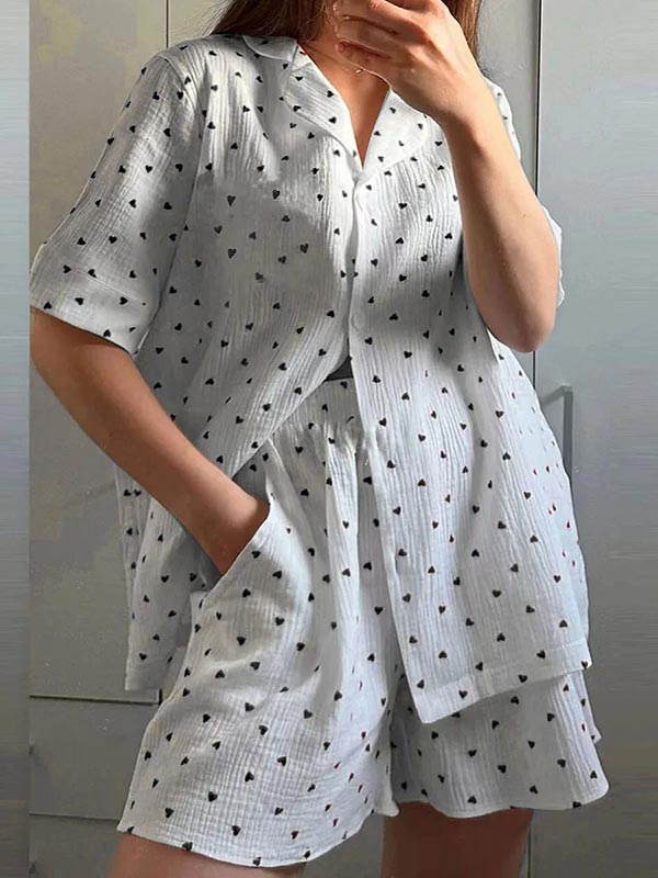Women's "Light Heart" Cotton Short Pajama Set - Image 3