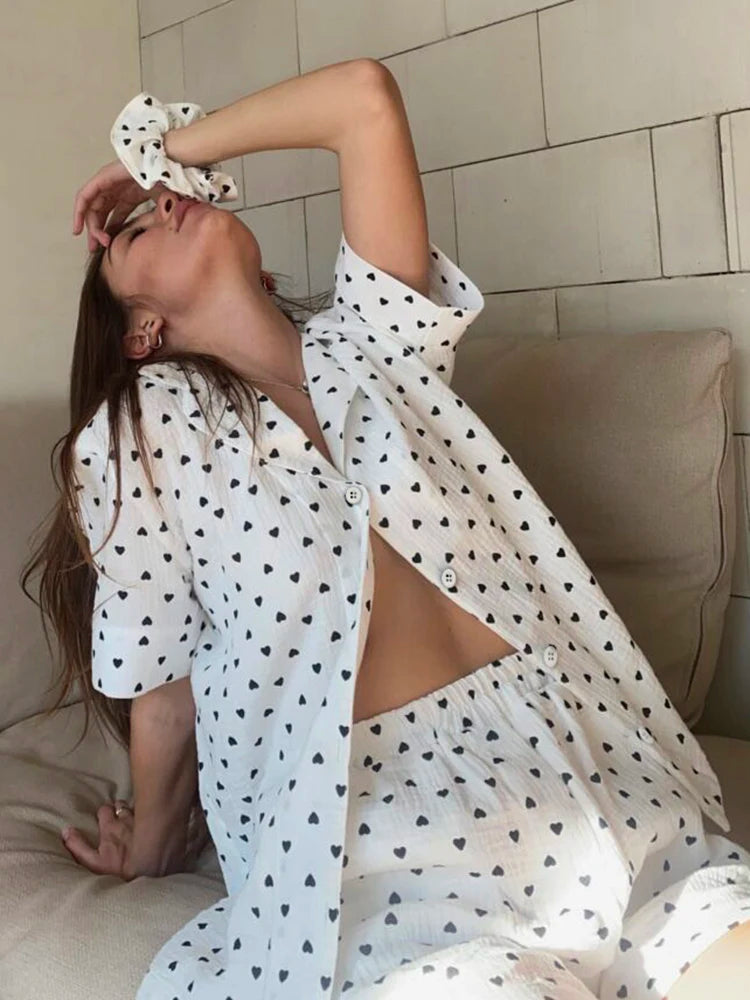 Women's "Light Heart" Cotton Short Pajama Set