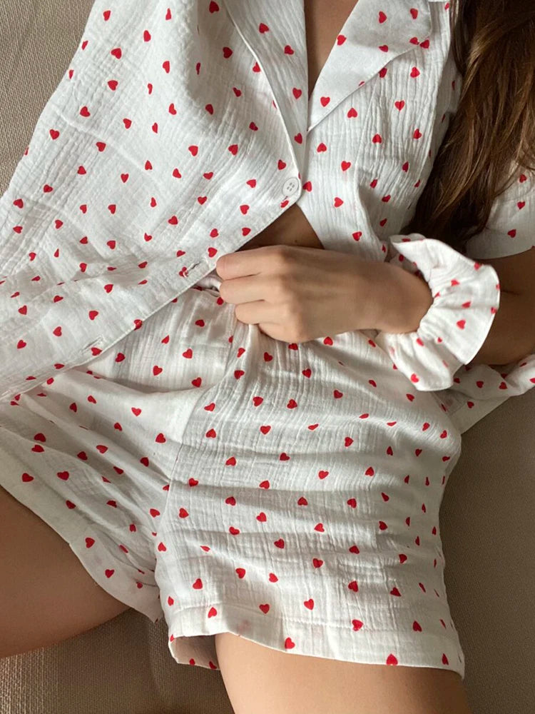 Women's "Light Heart" Cotton Short Pajama Set - Image 2