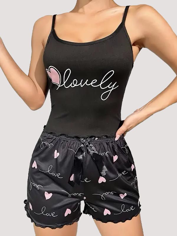 "Mother-of-Pearl Star" Women's Satin Short Pajama Set - Image 2