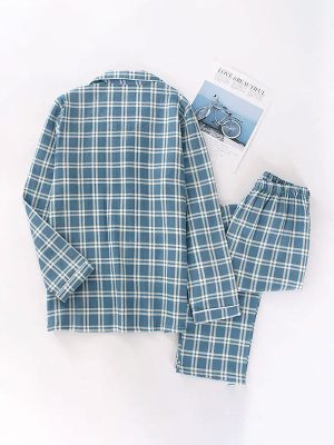 "Douceur d'Ébène" Men's 100% Cotton Plaid Pajamas