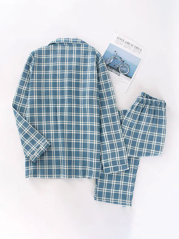 "Douceur d'Ébène" Men's 100% Cotton Plaid Pajamas