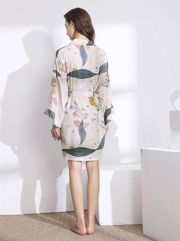 Women's Satin Dressing Gown "Satin Snowflake"