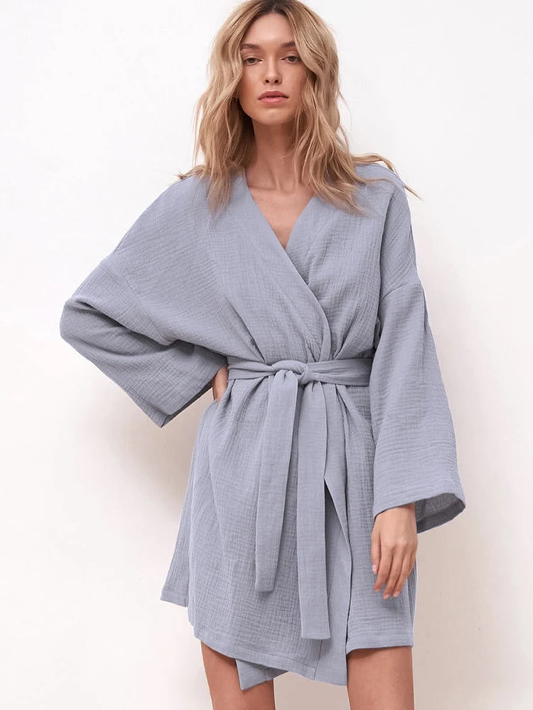 "Morning Softness" Women's Cotton Dressing Gown - Image 2