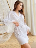 "Morning Elegance" Women's Elegant Robe with Fur-Trimmed Sleeves