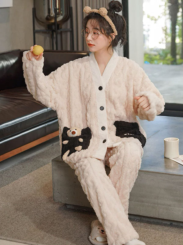 Women's "Snowy Night" Pajama Set with Fleece Jacket - Image 2