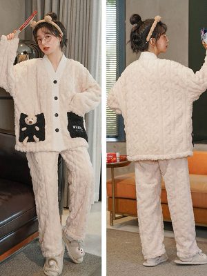 Women's "Snowy Night" Pajama Set with Fleece Jacket