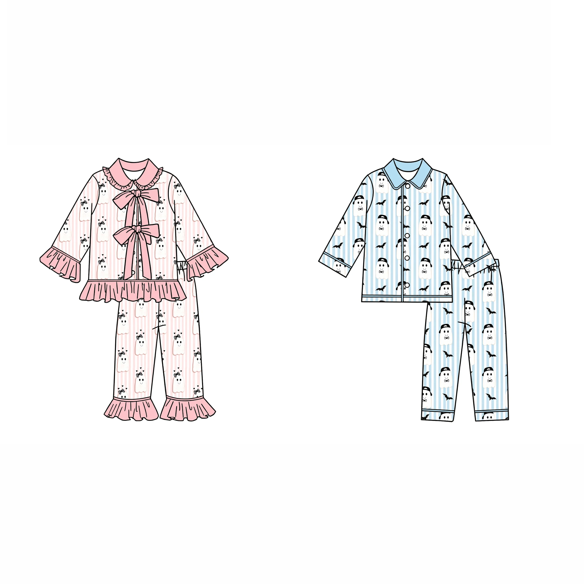 Wholesale Purple Children's Halloween Pajamas Kids Pumpkin Cany Set Boys Girls Clothing - Image 4