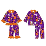 Wholesale Purple Children's Halloween Pajamas Kids Pumpkin Cany Set Boys Girls Clothing